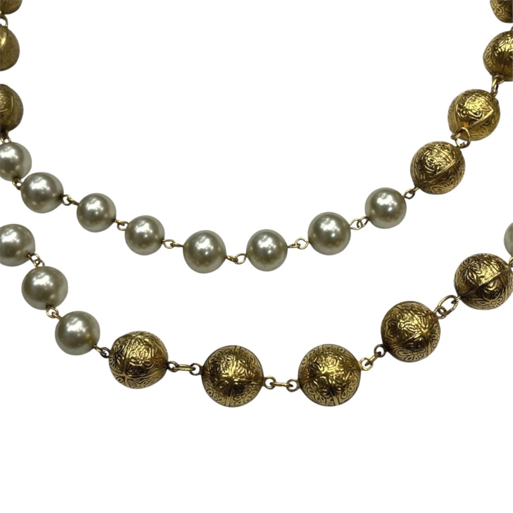 Chanel CHANEL Double Strand Large Faux Pearl Necklace, Accessory, Total Weigh...